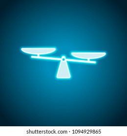 silhouette of scale, simple symbol. Neon style. Light decoration icon. Bright electric symbol