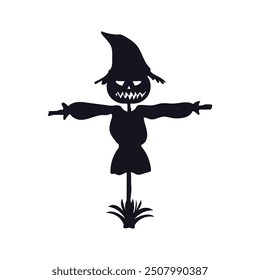 silhouette of a scarecrow for Halloween. Vector illustration.