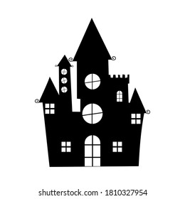 silhouette a scary house. haunted houses for Halloween. Spooky house. Vector illustration