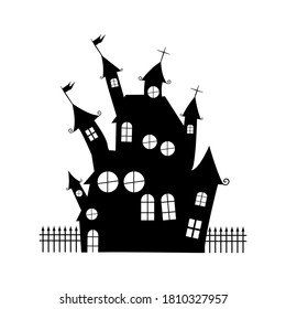 silhouette a scary house. haunted houses for Halloween. Spooky house. Vector illustration