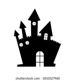 silhouette a scary house. haunted houses for Halloween. Spooky house. Vector illustration