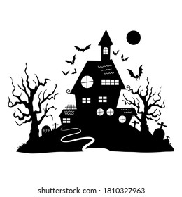 silhouette a scary house. haunted houses for Halloween. Spooky house. Vector illustration