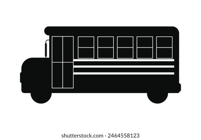 silhouette school bus black isolated white background