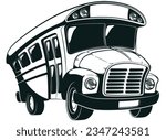 Silhouette School Bus College Team Vehicle