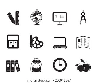 Silhouette School and education icons - vector icon set 
