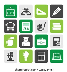 Silhouette school and education icons - vector icon set