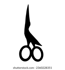 Silhouette of scissors, sewing accessories tool.Vector graphics.