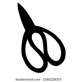 Silhouette of scissors, sewing accessories tool.Vector graphics.