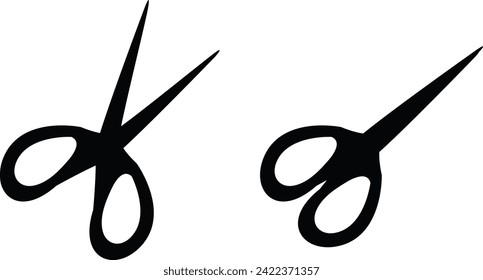 Silhouette of scissors with two different conditions