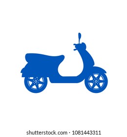 Silhouette of scooter in blue design 