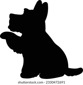 Silhouette of Scottish Terrier shaking hands