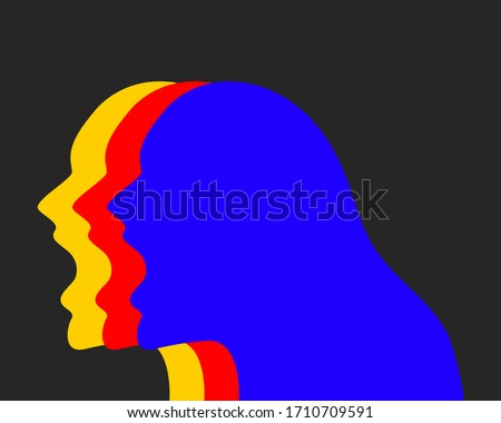 Silhouette of screaming woman in anger, symbol of aggression, flat illustration