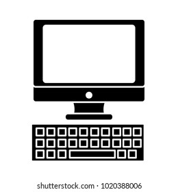 silhouette screen computer with keyboard technology icon