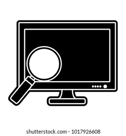 silhouette screen computer technology with magnifying glass