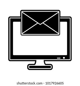 silhouette screen computer with text letter message
