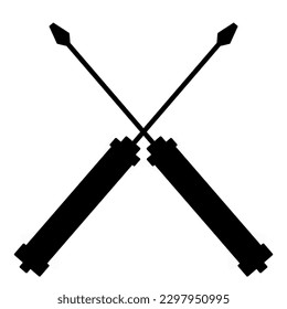 The silhouette of the screwdriver forms a black cross on a white background