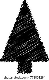 Silhouette scribble icon of Christmas tree, simple geometric vector design, symbol of fir-tree for illustration Christmas and New Year
