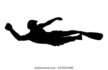 silhouette of scuba diver underwater in the sea vector illustration