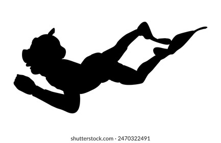 silhouette of scuba diver underwater in the sea vector illustration