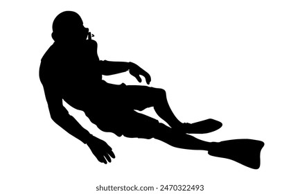 silhouette of scuba diver underwater in the sea vector illustration