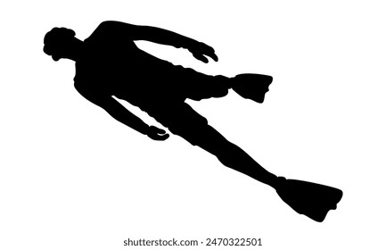 Silhouette von Scuba Diver unter Wasser in der Vektorillustration