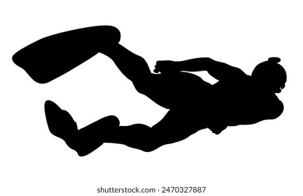 silhouette of scuba diver underwater in the sea vector illustration