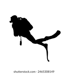 Silhouette of a scuba diver - vector illustration