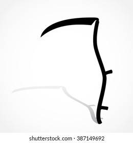 silhouette scythe with shadow/ vector illustration object