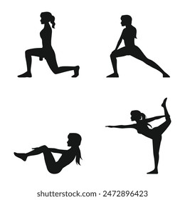 silhouette se of yoga poses