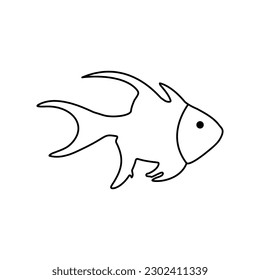 Silhouette of a sea fish for food labels and websites on a white background. Vector image.