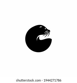 Silhouette of a sea lion. Vector icon logo isolated on white background
