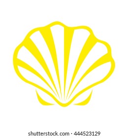 Silhouette of sea shell isolated on a white background. Vector illustration.
