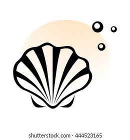 Silhouette of sea shell isolated on a white background. Vector illustration.
