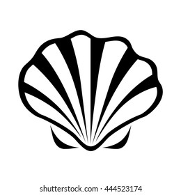 Silhouette of sea shell isolated on a white background. Vector illustration.