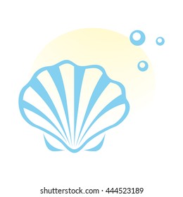 Silhouette of sea shell isolated on a white background. Vector illustration.