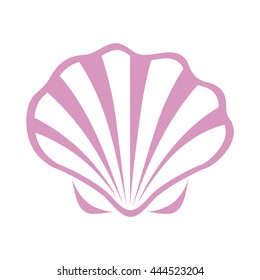 Silhouette of sea shell isolated on a white background. Vector illustration.