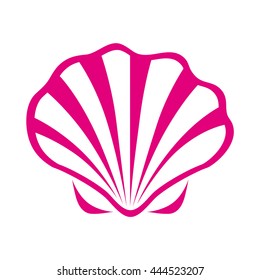 Silhouette of sea shell isolated on a white background. Vector illustration.