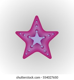 
silhouette of the sea star. red starfish on white silhouette fone.logotip or red stars. Icon star.
