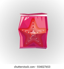 
silhouette of the sea star. red starfish on white silhouette fone.logotip or red stars. Icon star.