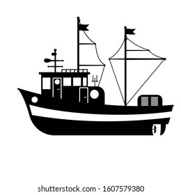 Silhouette Sea Towboat Ship Vector Flat Stock Vector (Royalty Free ...