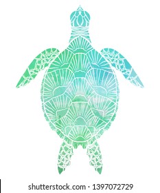 Silhouette Sea Turtle Top View Turquoise Stock Vector (Royalty Free ...