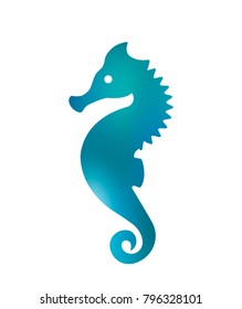 Silhouette of seahorse. imitation of watercolors. flat vector illustration isolated on white background