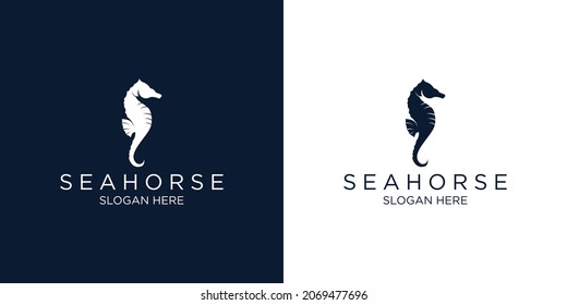 Silhouette Seahorse logo design template