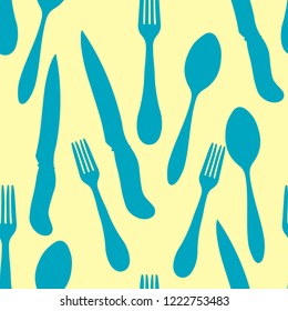 silhouette seamless pattern cutlery spoon fork knife vector illustration