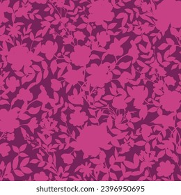  silueta sin costura con flores y hojas. Resumen de primavera floral, patrón de verano.  estampado de moda para diseño, tela, textil, envoltura, tarjeta