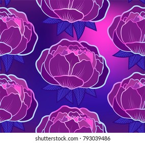 Silhouette Seamless pattern with peony flowers and leaves. suitable for textiles, book covers, greeting cards, gift parcel etc.