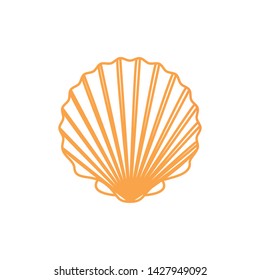 silhouette of seashell on the sea in white background