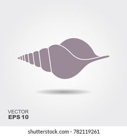 Silhouette of seashells. Flat vector icon with shadow