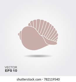 Silhouette of seashells. Flat vector icon with shadow