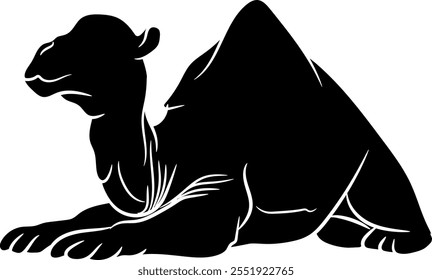 Silhouette of a seated camel